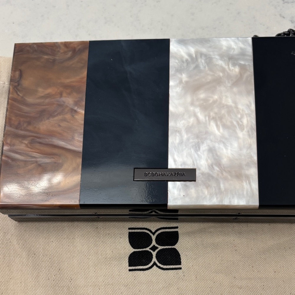BCBG Brown, Black, and White Clutch